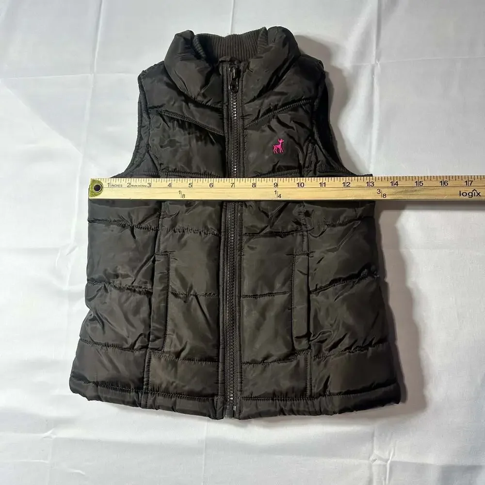 Old Navy Girls Brown Fleece Lined Puffer Vest Full Zip Quilted XS